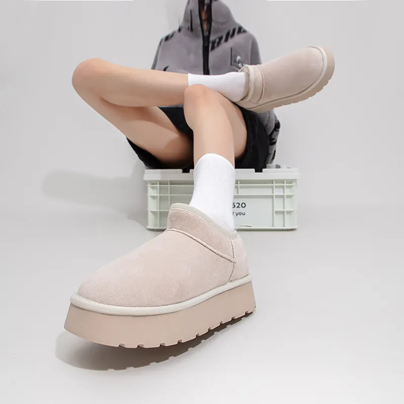 Feiyue Warm And Wear Resistant Short Snow Boots Women's Beige-9