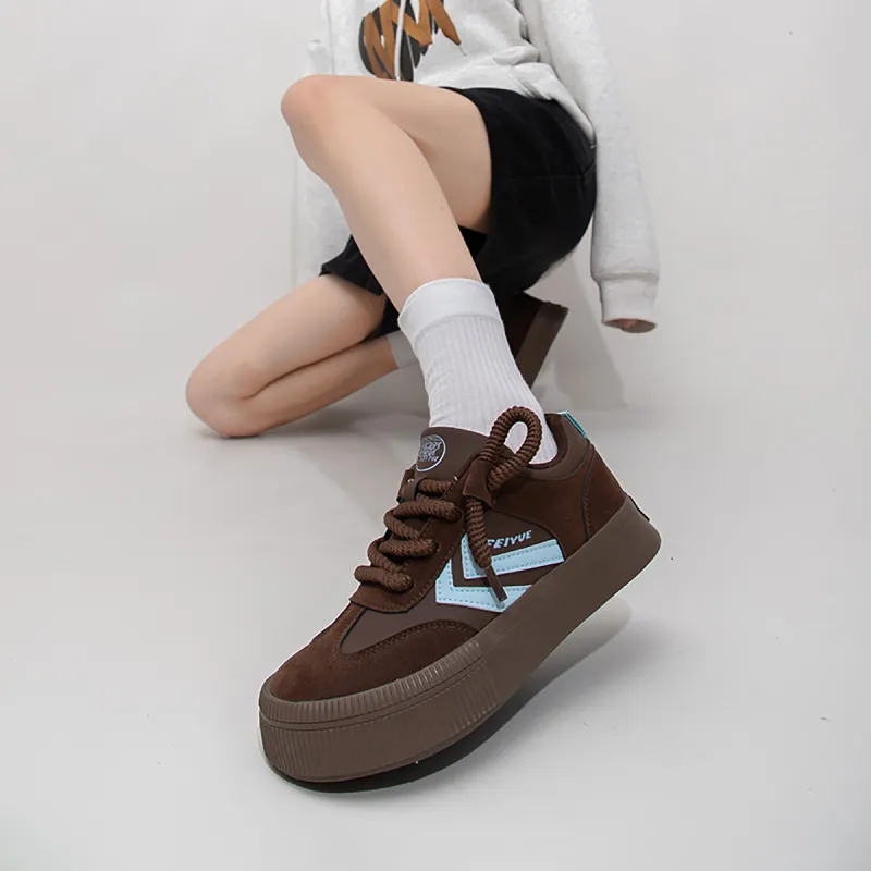 Feiyue Anti Slip Wear Resistant Low Top Skateboard Shoes Women's Brown-9