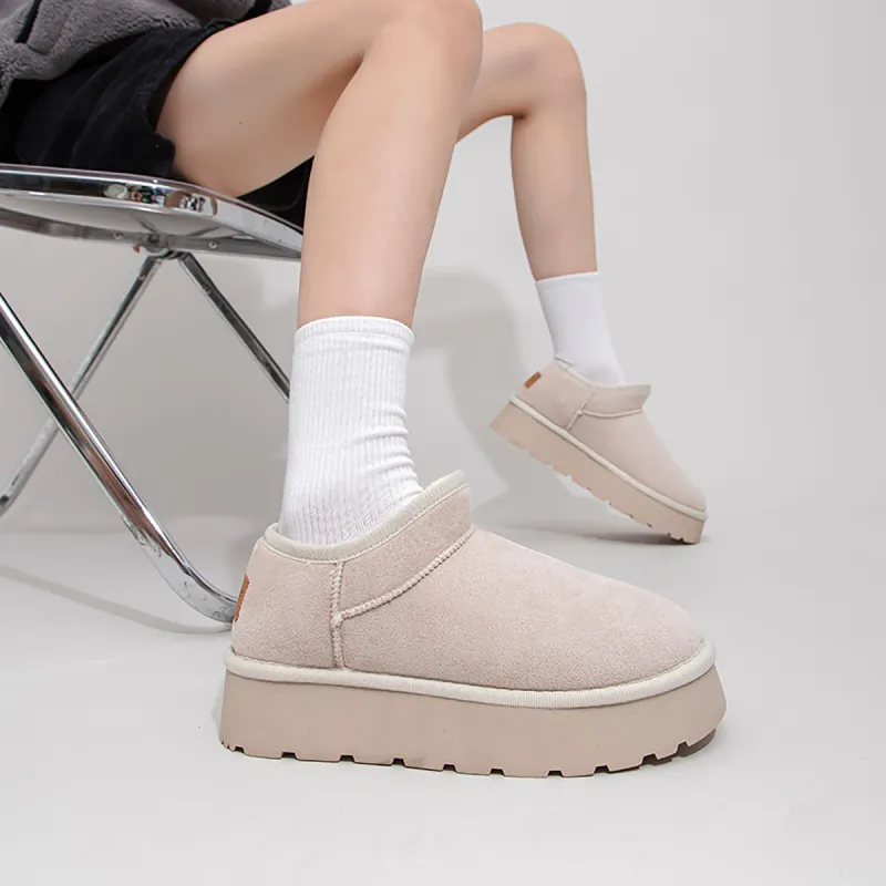 Feiyue Warm And Wear Resistant Short Snow Boots Women's Beige-5
