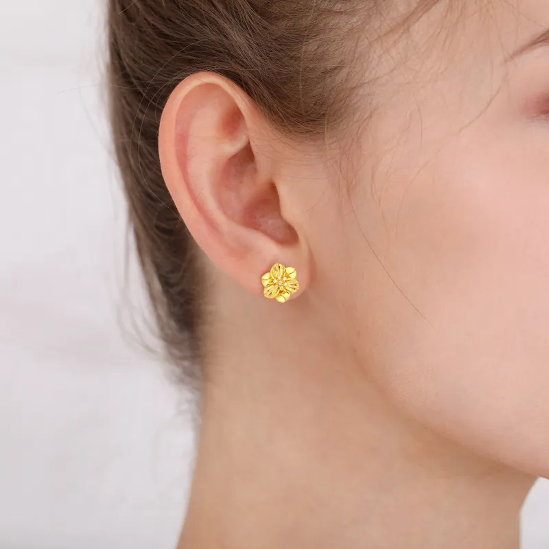 GRACE GIRL 18K Gold Cubic Zirconia Stud Earrings Women's-4