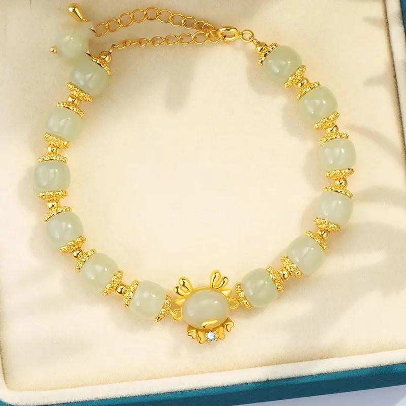 GRACE GIRL Hetian Jade Bracelets Pale Greenish White Jade Women's-4
