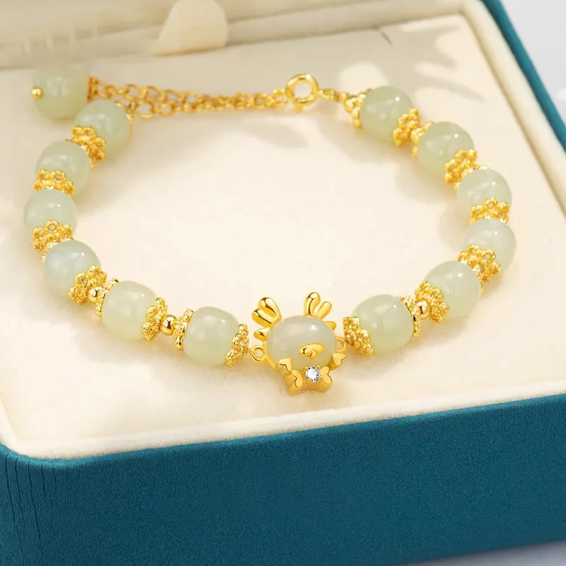 GRACE GIRL Hetian Jade Bracelets Pale Greenish White Jade Women's-2