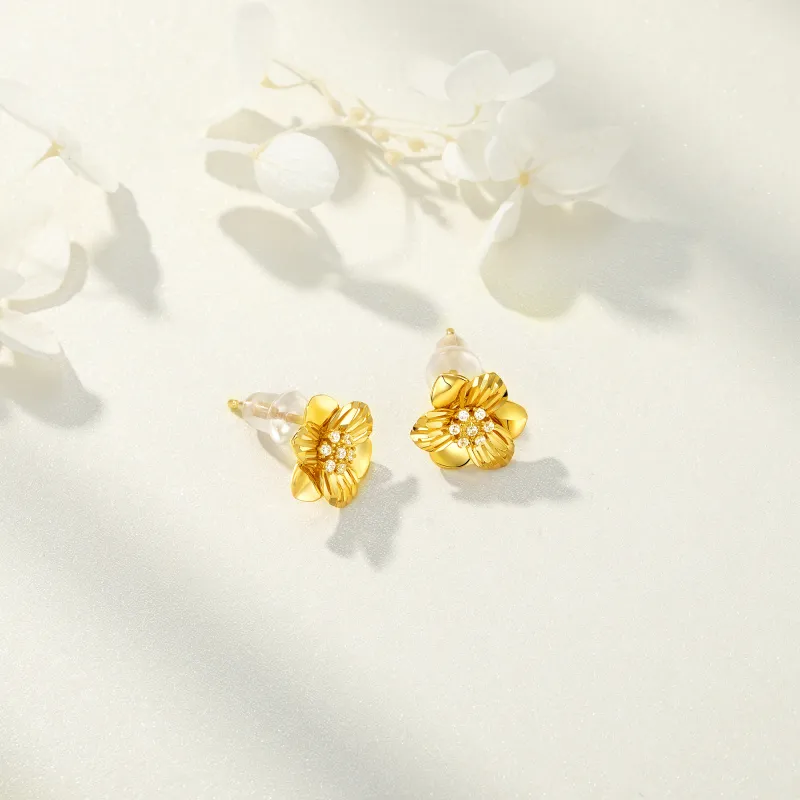 GRACE GIRL 18K Gold Cubic Zirconia Stud Earrings Women's-3