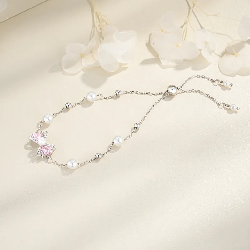 GRACE GIRL 925 Sterling Silver Shell Pearl Synthetic Cubic Zirconia Bracelets Women's-4