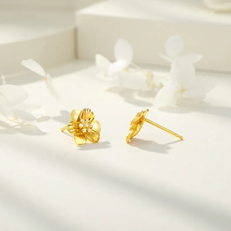GRACE GIRL 18K Gold Cubic Zirconia Stud Earrings Women's-2