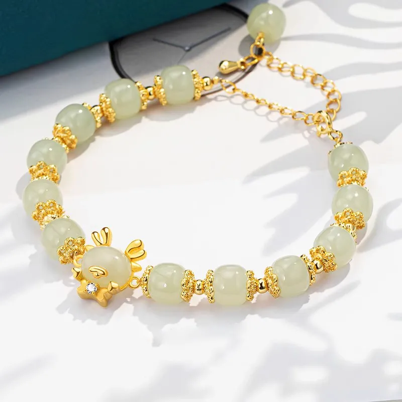 GRACE GIRL Hetian Jade Bracelets Pale Greenish White Jade Women's-3