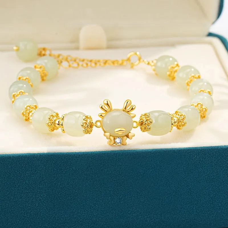 GRACE GIRL Hetian Jade Bracelets Pale Greenish White Jade Women's-1