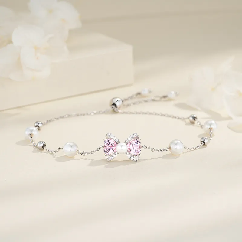 GRACE GIRL 925 Sterling Silver Shell Pearl Synthetic Cubic Zirconia Bracelets Women's-2