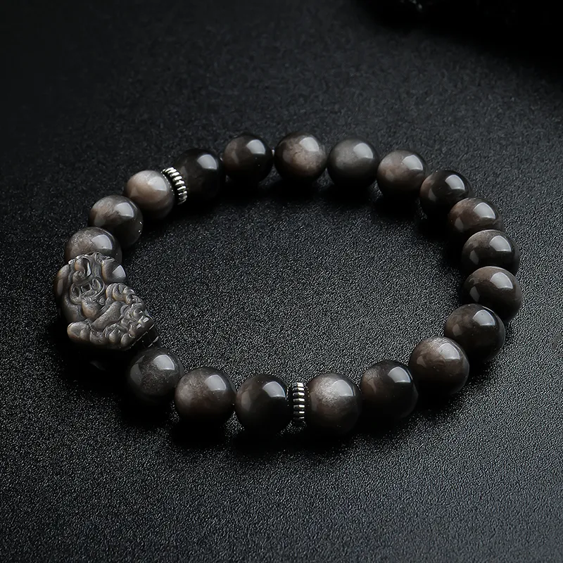 With The Heart Of The Jade Obsidian Bracelets Unisex-5