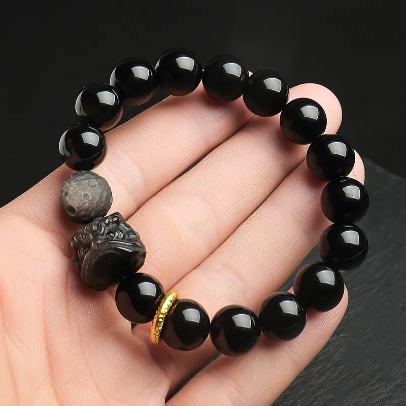 With The Heart Of The Jade Obsidian Bracelets Unisex-7