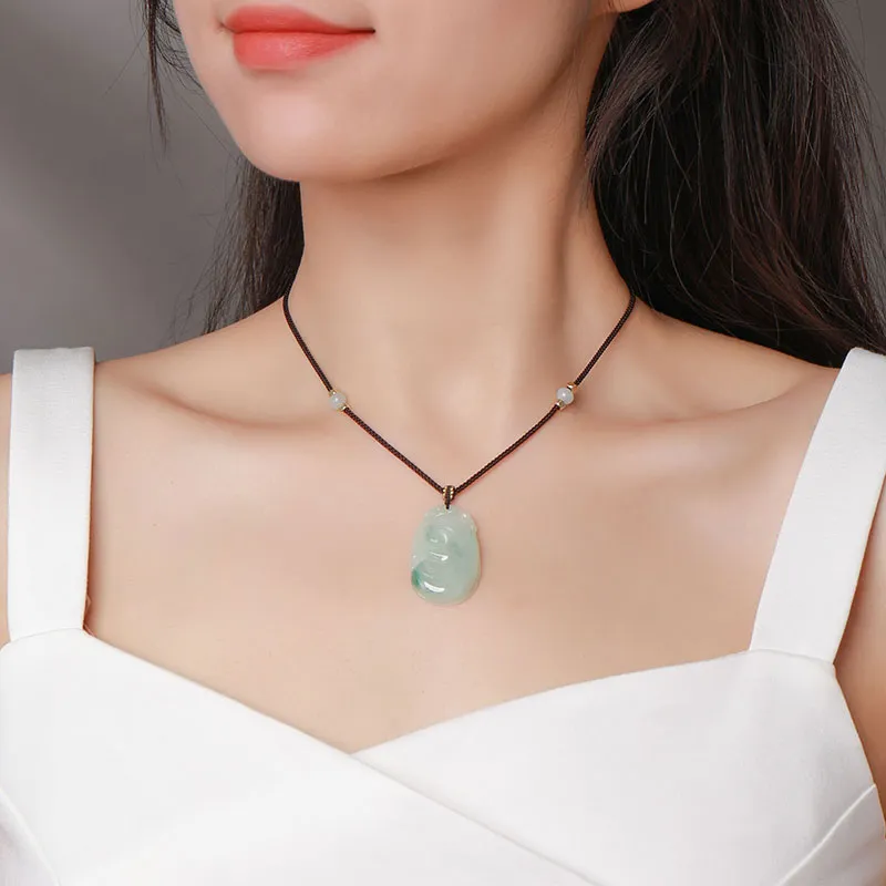 With the heart of the jade Jadeite Necklaces Unisex-2