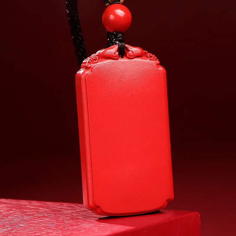 With The Heart Of The Jade Reconstructed Cinnabar Necklaces Unisex-5