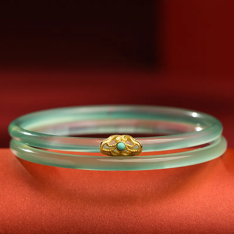 With The Heart Of The Jade Chalcedony Bangles Women's-3