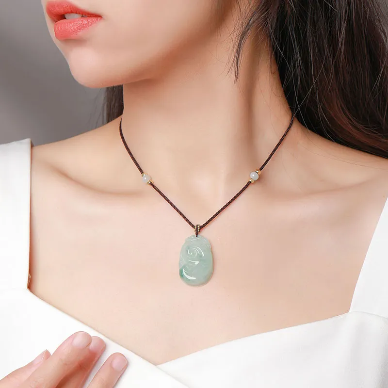 With the heart of the jade Jadeite Necklaces Unisex-11