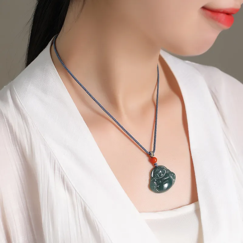 With The Heart Of The Jade Ice Glutinous Jadeite Necklaces Unisex-14
