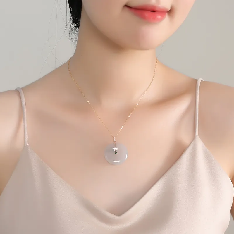 With The Heart Of The Jade Glutinous Jade Jadeite Necklaces Women's-35