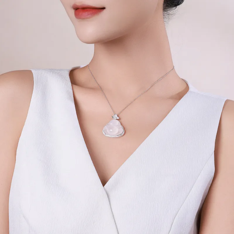 With The Heart Of The Jade Chalcedony Necklaces Women's-1