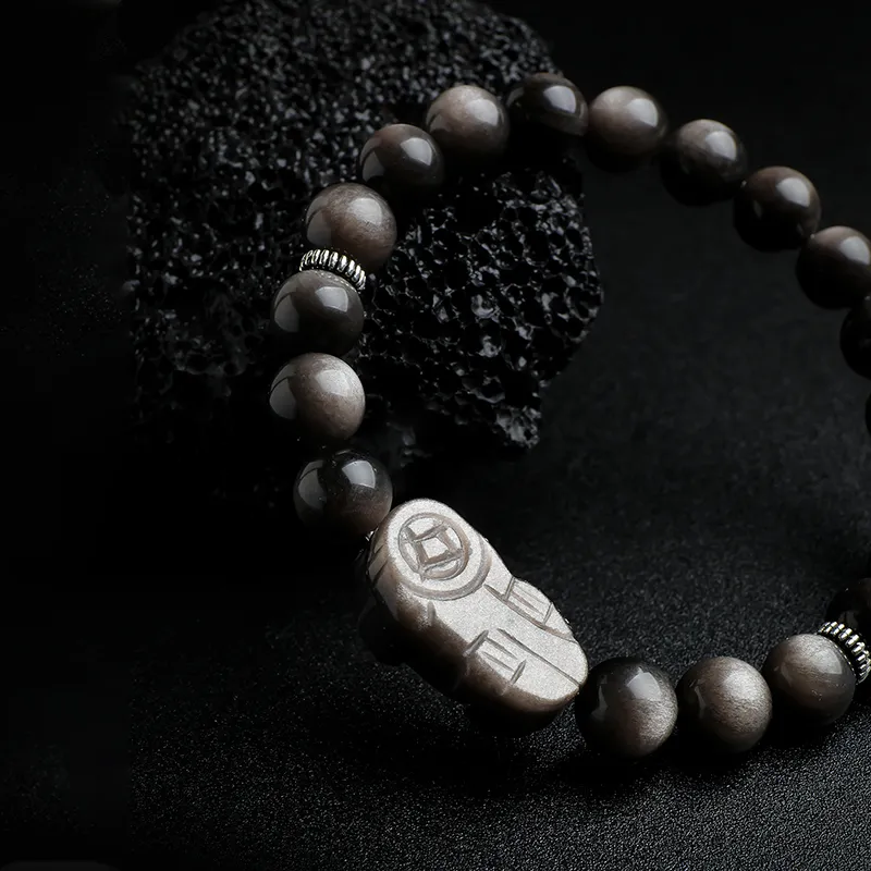 With The Heart Of The Jade Obsidian Bracelets Unisex-6