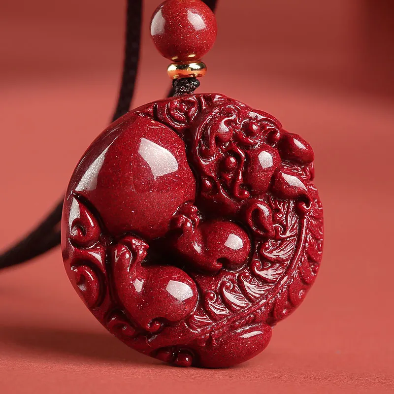 With The Heart Of The Jade Reconstructed Cinnabar Jade Necklaces Unisex-4