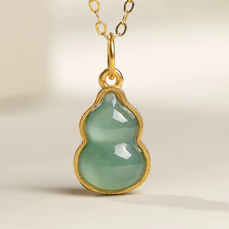 With The Heart Of The Jade Glutinous Jade S925 Silver Jadeite Necklace Women's-6