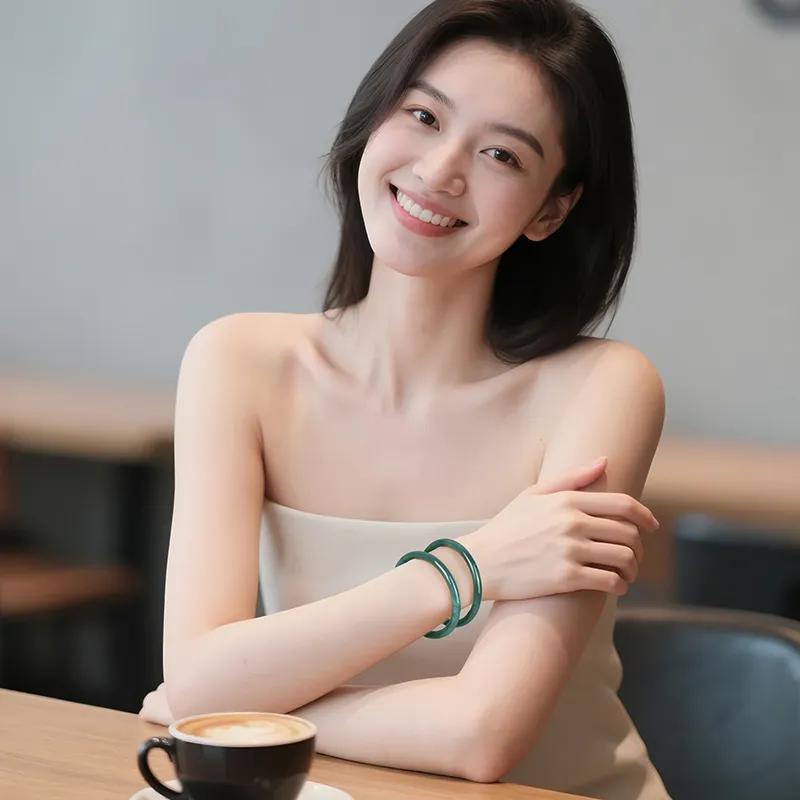With The Heart Of The Jade Glutinous Jade Jadeite Bangles Women's-2