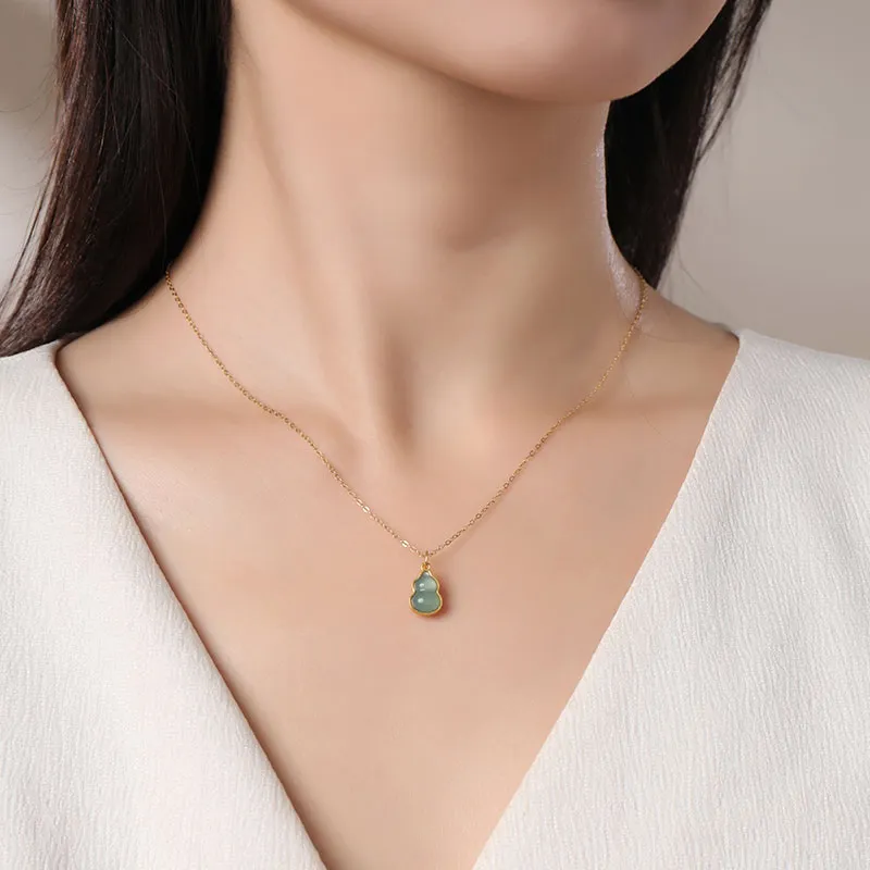 With The Heart Of The Jade Glutinous Jade S925 Silver Jadeite Necklace Women's-5