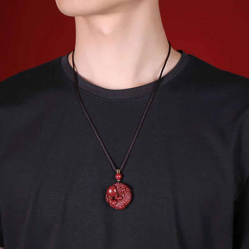 With The Heart Of The Jade Reconstructed Cinnabar Jade Necklaces Unisex-3