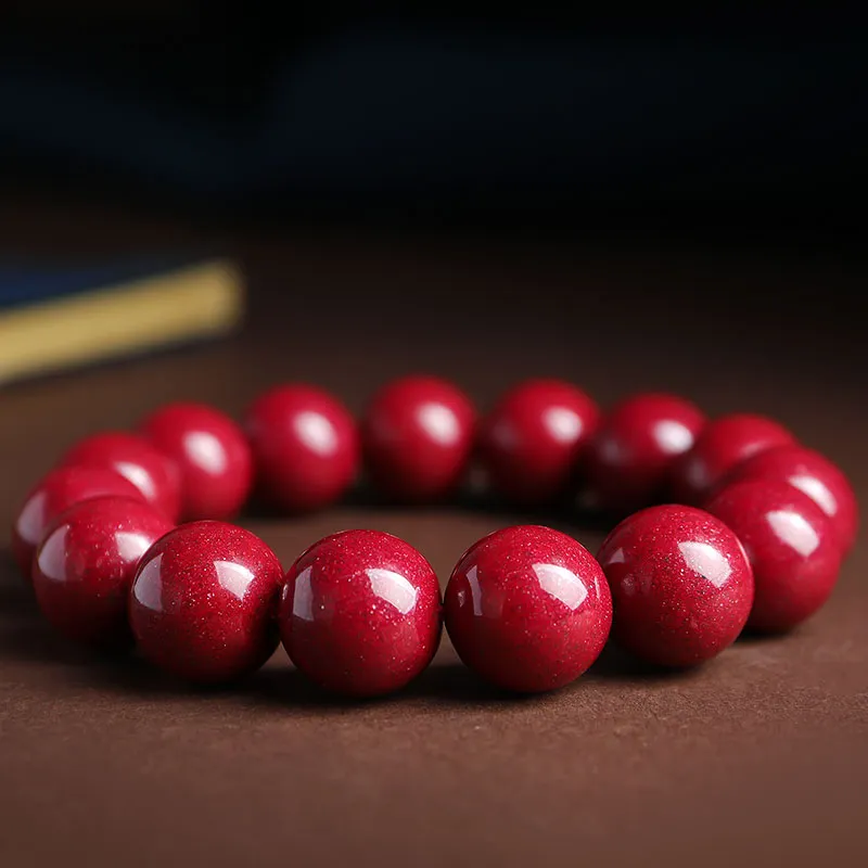With The Heart Of The Jade Reconstructed Cinnabar Jade Bracelets Unisex-26