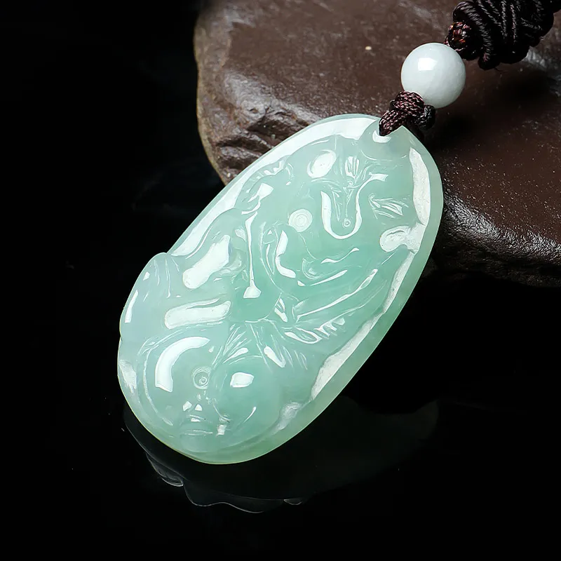 With The Heart Of The Jade Bean Type Jadeite Necklaces Unisex-4