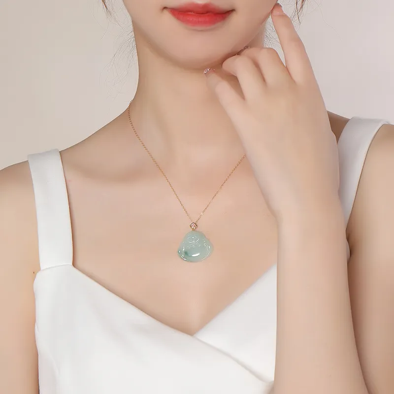 With The Heart Of The Jade Glutinous Jade Jadeite Necklaces Women's-1
