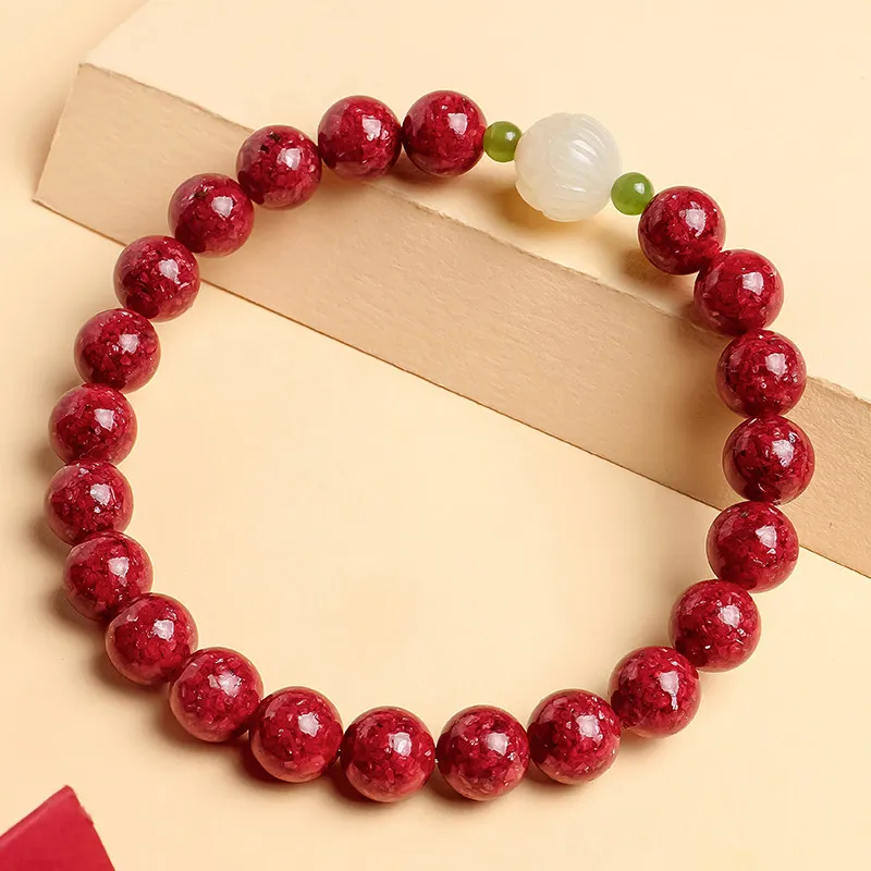 With The Heart Of The Jade Reconstructed Cinnabar Bracelets Women's-12