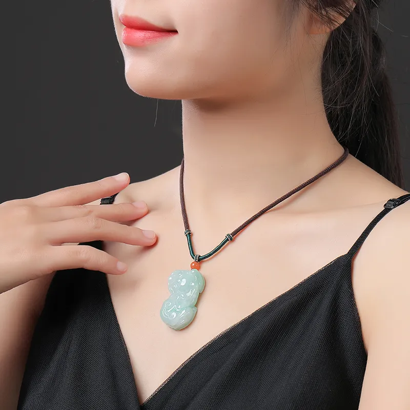 With the heart of the jade Jadeite Necklaces Unisex-2