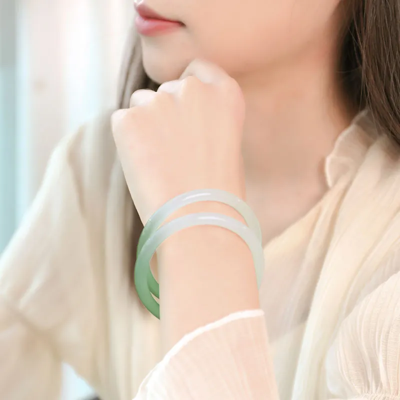 With The Heart Of The Jade Chalcedony Bangles Women's-4
