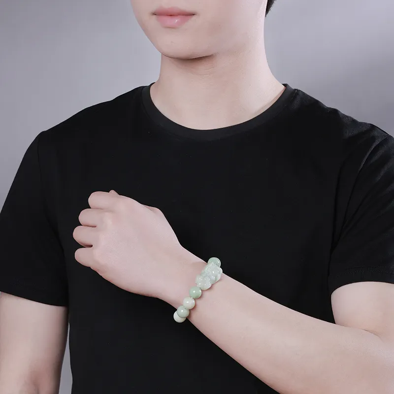 With The Heart Of The Jade Bean Type Bracelets Unisex-4