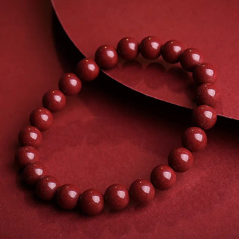With The Heart Of The Jade Reconstructed Cinnabar Jade Bracelets Unisex-2
