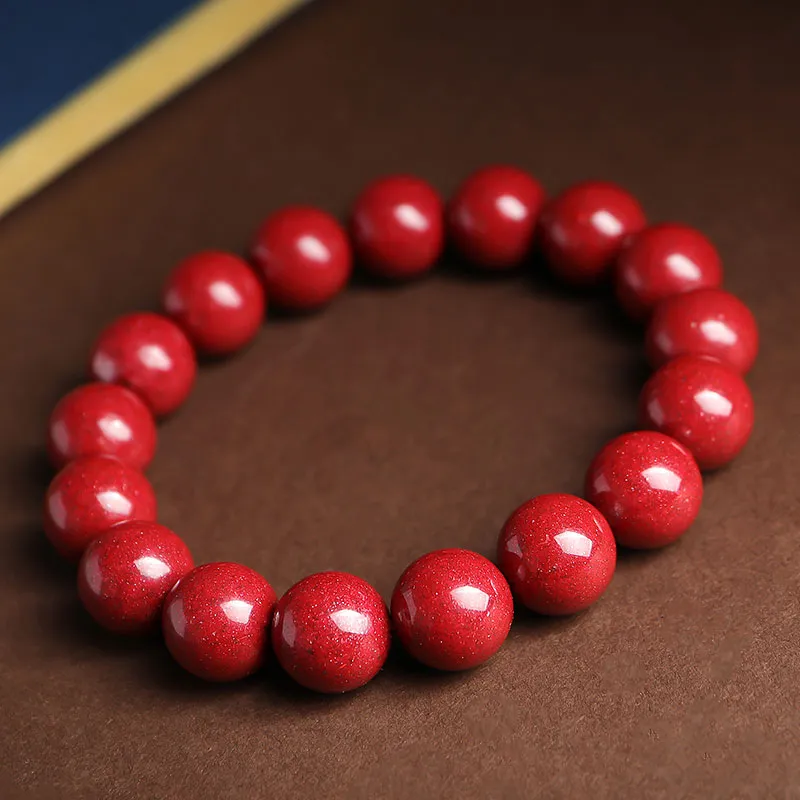 With The Heart Of The Jade Reconstructed Cinnabar Jade Bracelets Unisex-16