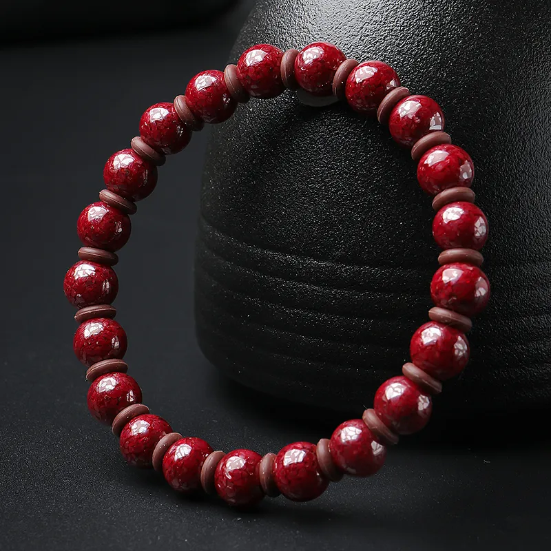 With The Heart Of The Jade Reconstructed Cinnabar Jade Bracelets Unisex-8
