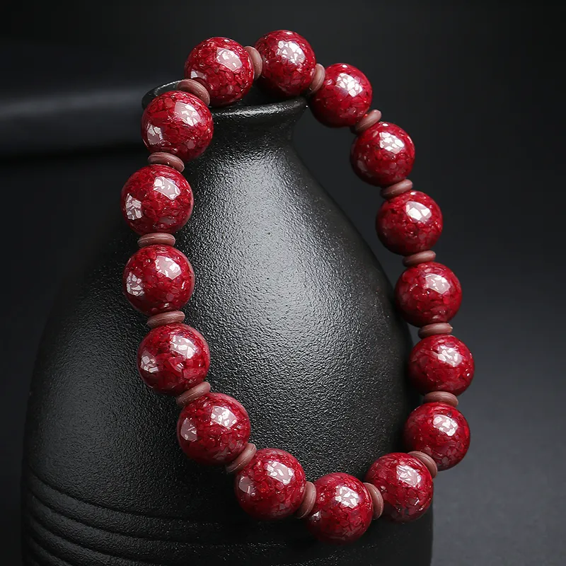 With The Heart Of The Jade Reconstructed Cinnabar Jade Bracelets Unisex-14