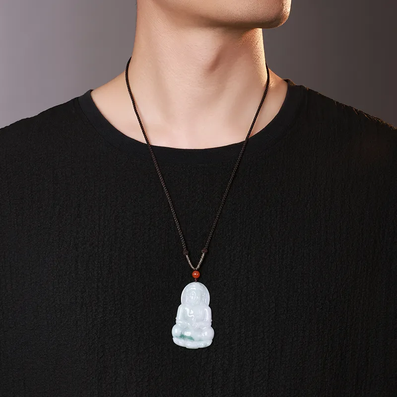 With The Heart Of The Jade Glutinous Jade Jadeite Necklaces Men's-2