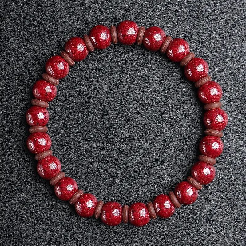 With The Heart Of The Jade Reconstructed Cinnabar Jade Bracelets Unisex-6