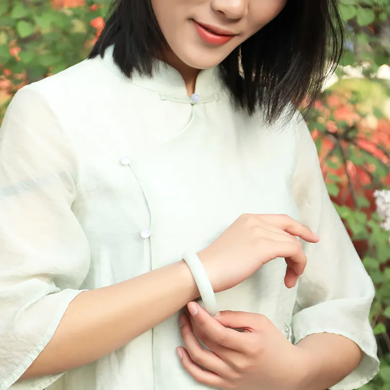 With The Heart Of The Jade Bean Type Jadeite Jade Bangle Women's-5