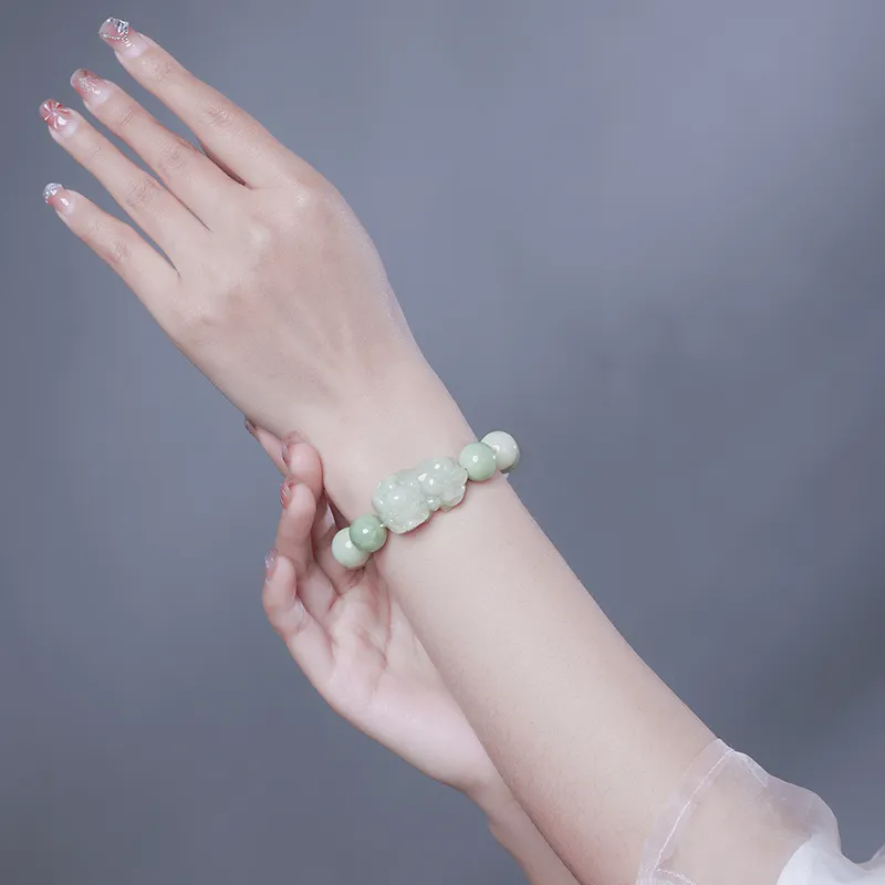 With The Heart Of The Jade Bean Type Bracelets Unisex-3