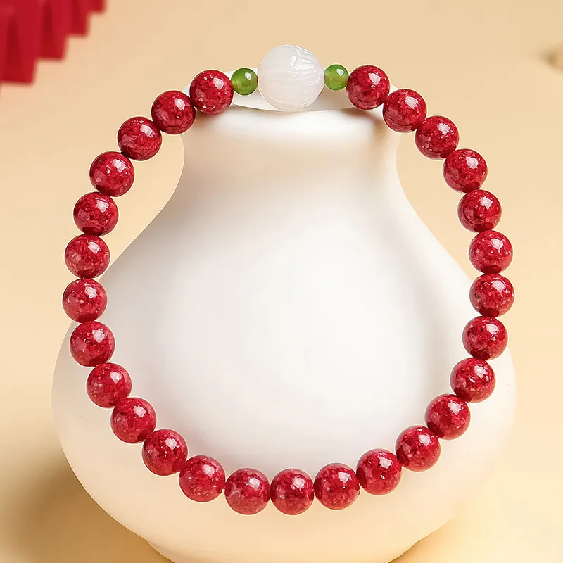 With The Heart Of The Jade Reconstructed Cinnabar Bracelets Women's-5