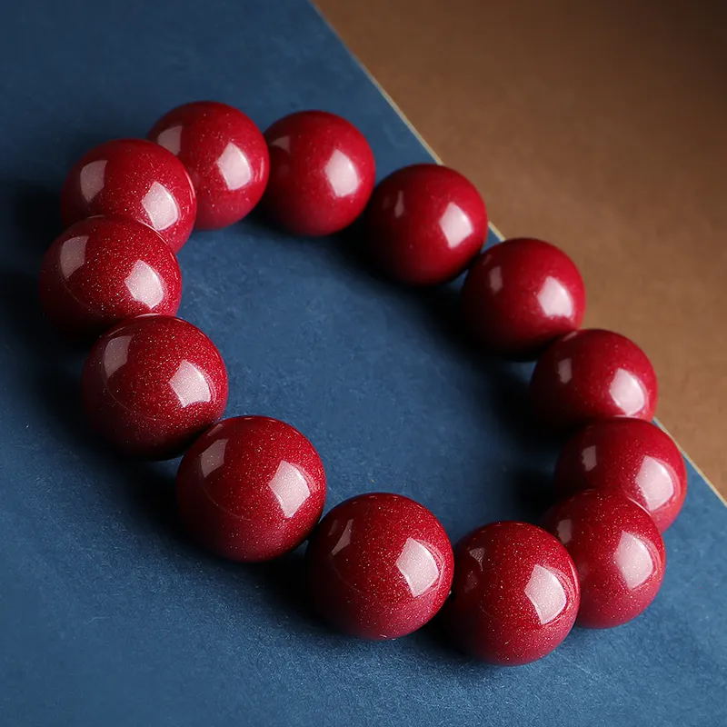 With The Heart Of The Jade Reconstructed Cinnabar Jade Bracelets Unisex-49