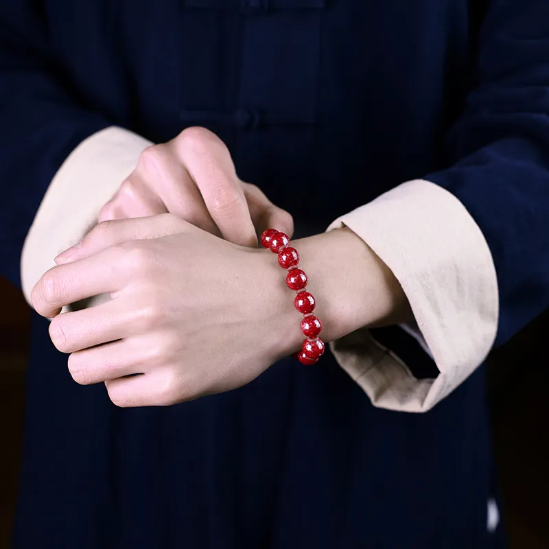 With The Heart Of The Jade Reconstructed Cinnabar Jade Bracelets Unisex-2