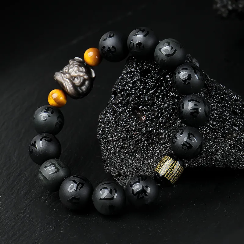 With The Heart Of The Jade Obsidian Bracelets Unisex-5