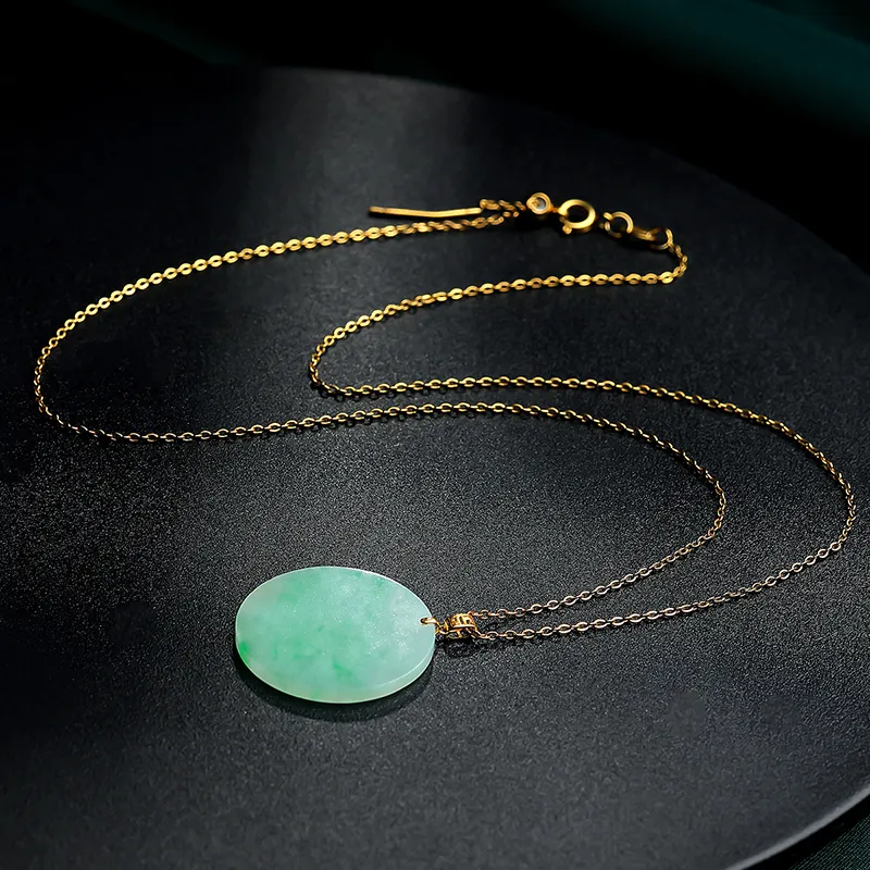 With The Heart Of The Jade Glutinous Jade Jadeite Necklaces Women's-6