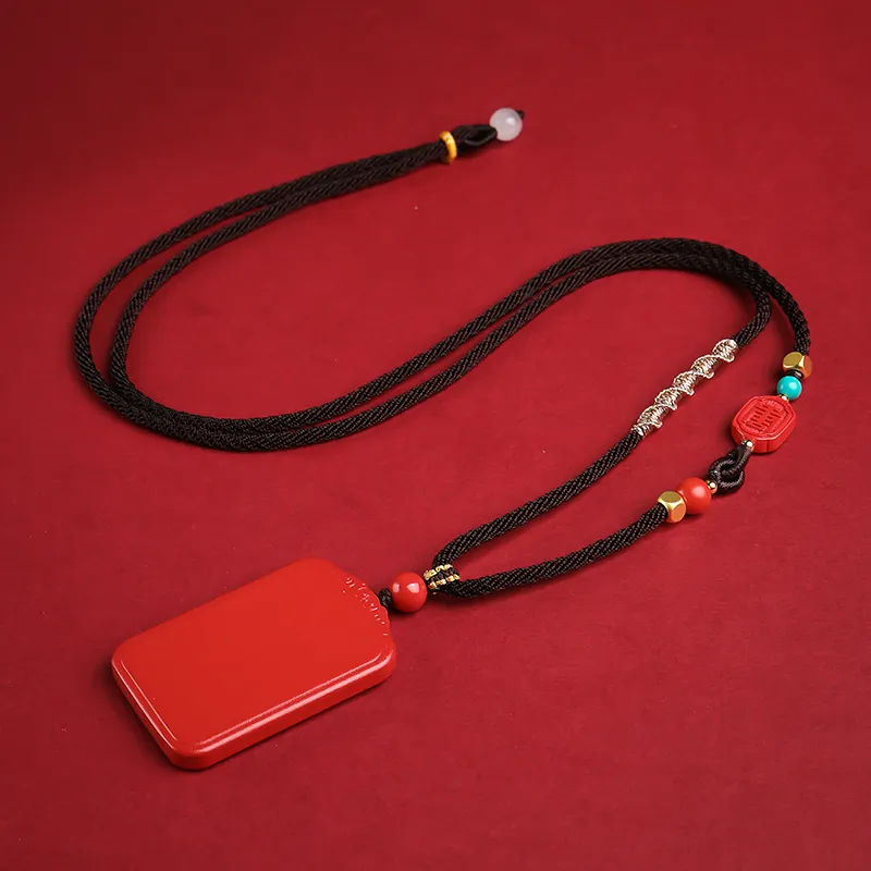 With The Heart Of The Jade Reconstructed Cinnabar Necklaces Unisex-12
