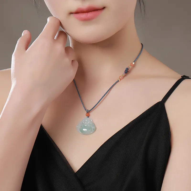 With The Heart Of The Jade Glutinous Jade Jadeite Necklaces Women's-2