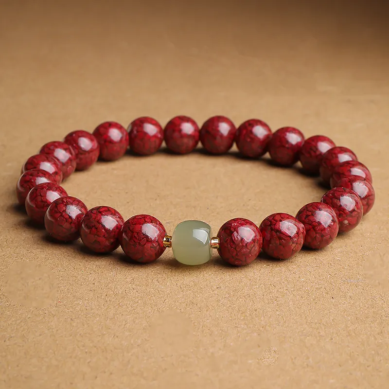 With The Heart Of The Jade Reconstructed Cinnabar Jade Bracelets Unisex-14